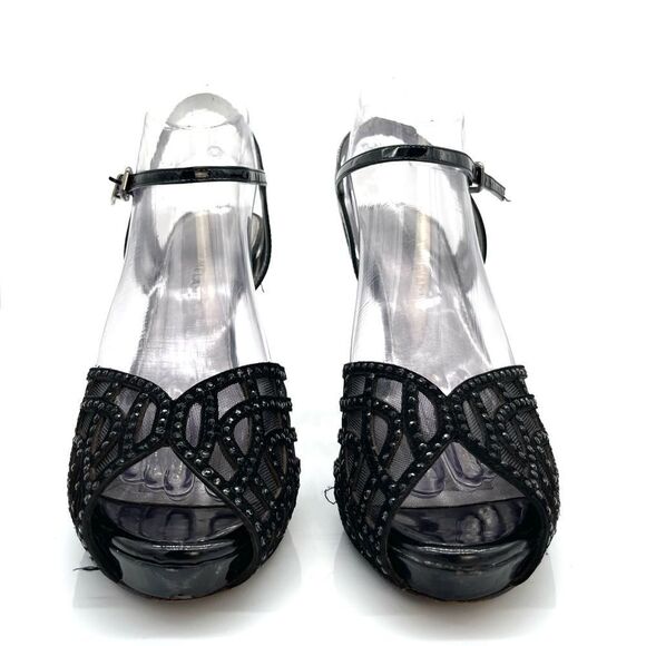 ALFANI High Evening Wear Strappy Peep Toe Heels in Black Size 9 - Picture 8 of 8